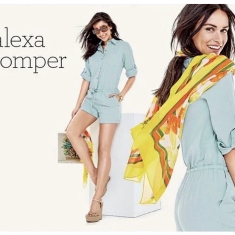 CAbi Alexa button front romper has pockets luxury style